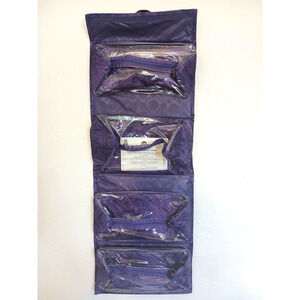 Joy Mangano Better Beauty Roll‑Up Cosmetic Organizer Purple Croco NWT